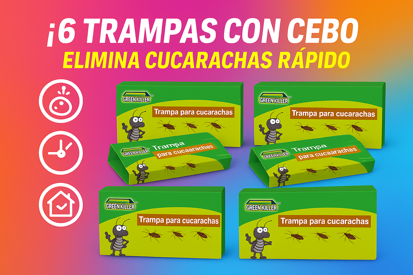 6 Trampas para Cucarachas Green Killer