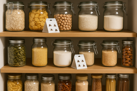 utilizar trampas de polillas utilizada en la despensa para que las polillas esten pegadas en la trampa evitando que entren a los alimentos almacenados