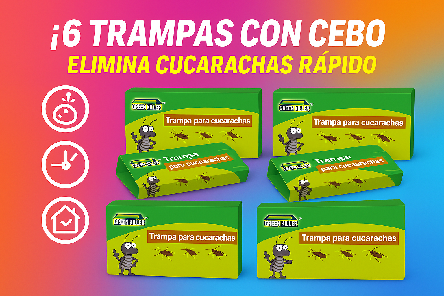 6 Trampas para Cucarachas Green Killer